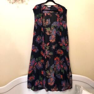 Floral Kimono Open Black